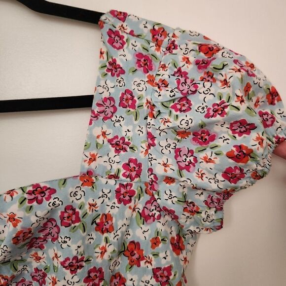 Planet Gold Womens Juniors 100% Cotton Mini Summer Floral Dress Size Medium - Picture 4 of 9